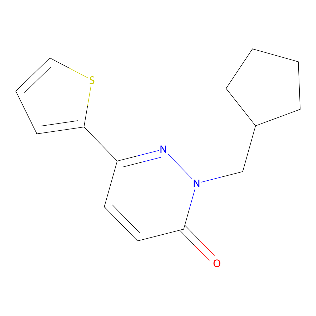 2-(Cyclopentylmethyl)-6-(thiophen-2-yl)-2,3-dihydropyridazin-3-one molecular structure, CAS 2640949-33-1