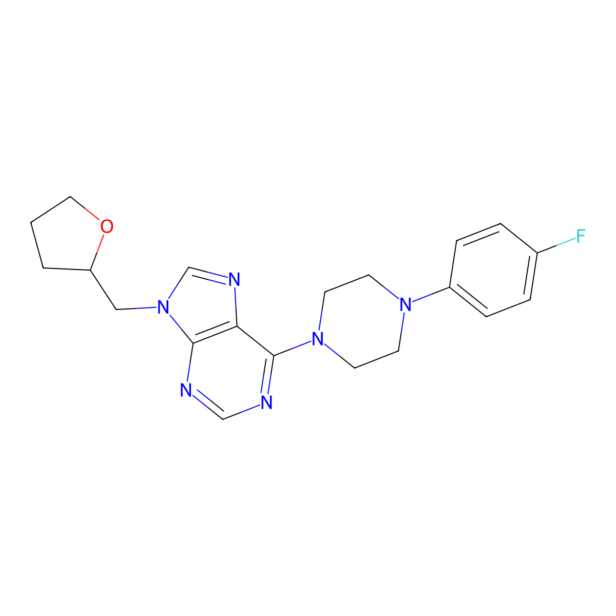 6-[4-(4-fluorophenyl)piperazin-1-yl]-9-[(oxolan-2-yl)methyl]-9H-purine molecular structure, CAS 2640949-35-3