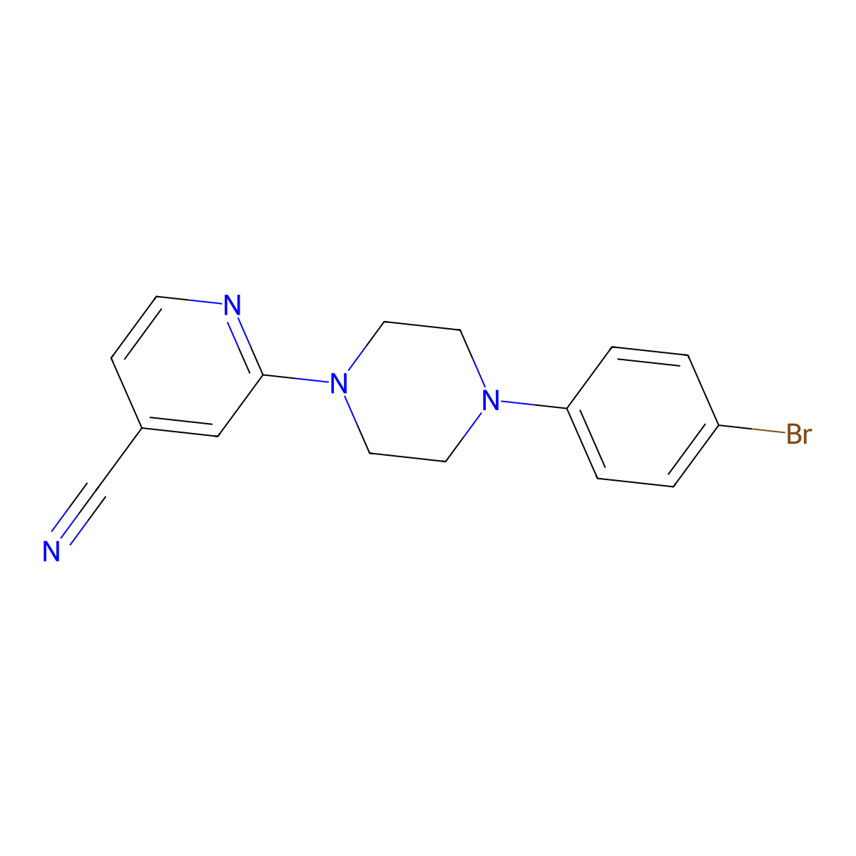2-[4-(4-Bromophenyl)piperazin-1-yl]pyridine-4-carbonitrile molecular structure, CAS 2640949-42-2