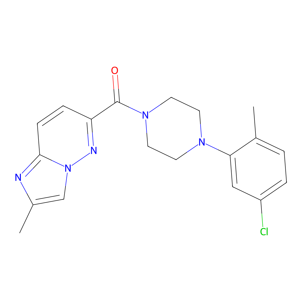 1-(5-Chloro-2-methylphenyl)-4-{2-methylimidazo[1,2-b]pyridazine-6-carbonyl}piperazine molecular structure, CAS 2640949-43-3