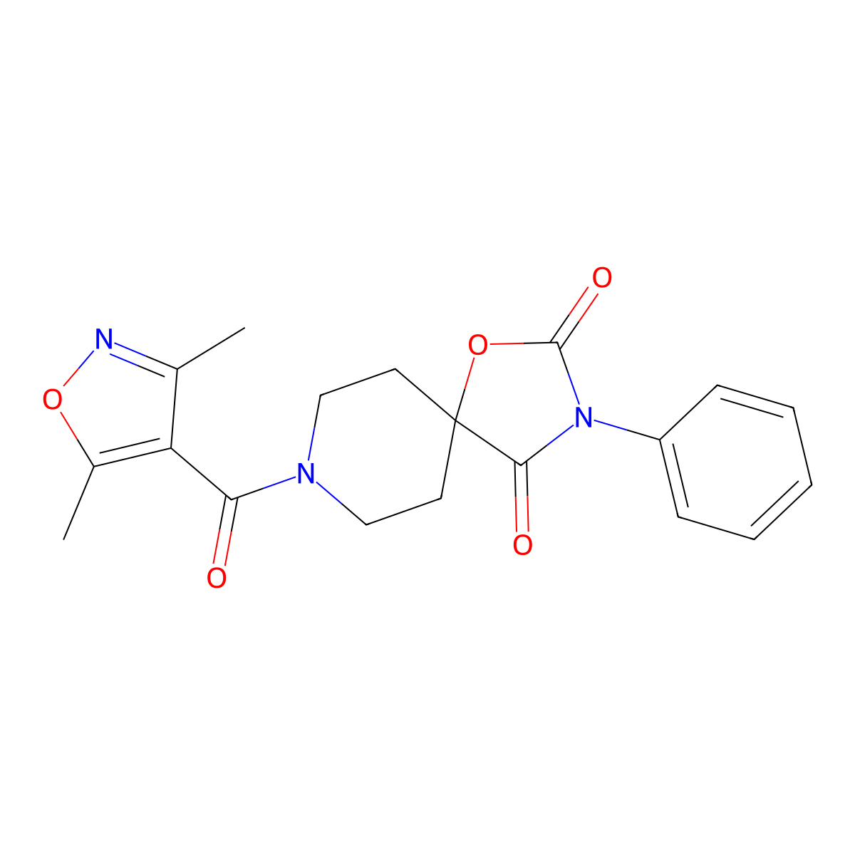 8-(3,5-Dimethyl-1,2-oxazole-4-carbonyl)-3-phenyl-1-oxa-3,8-diazaspiro[4.5]decane-2,4-dione molecular structure, CAS 2640949-58-0