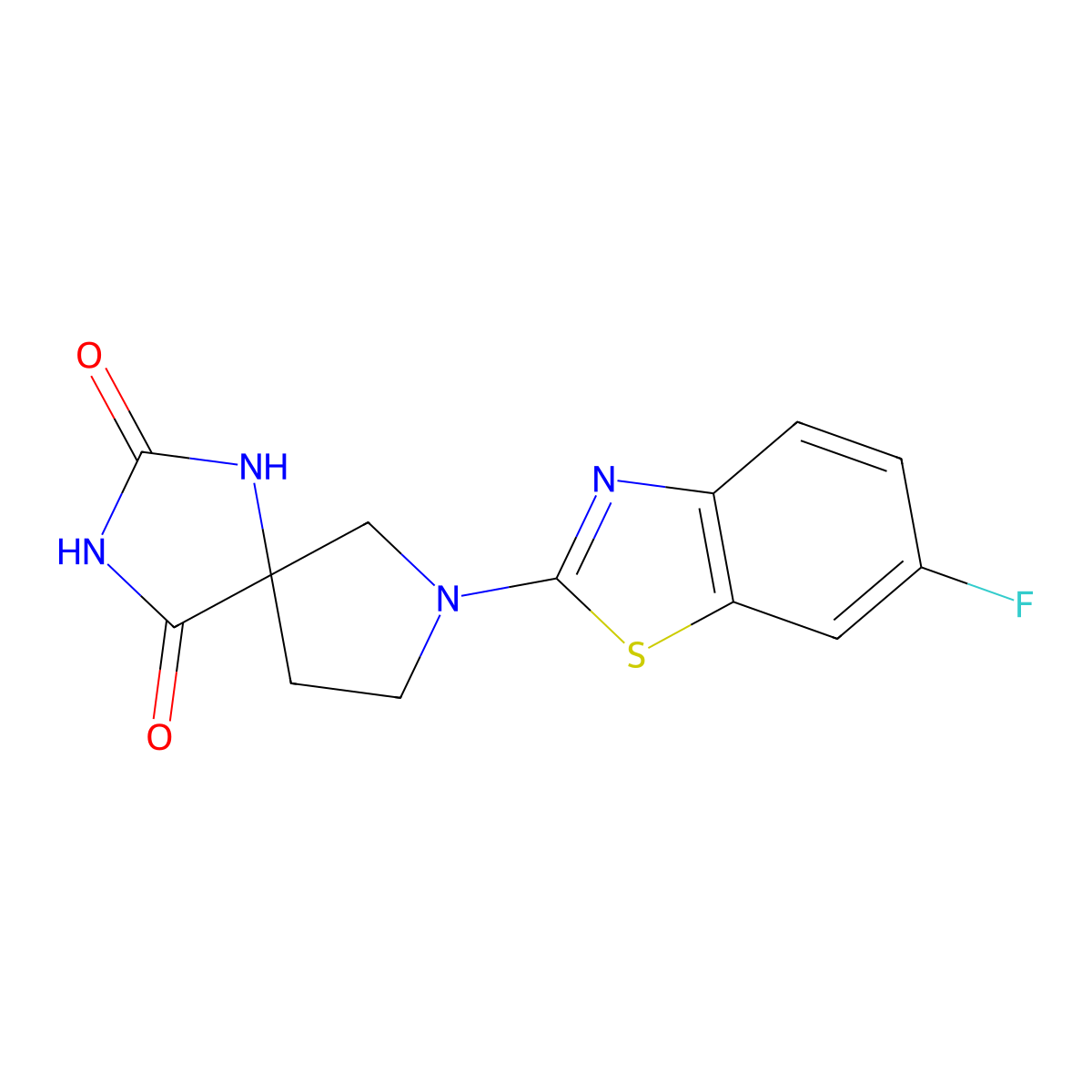 7-(6-Fluoro-1,3-benzothiazol-2-yl)-1,3,7-triazaspiro[4.4]nonane-2,4-dione molecular structure, CAS 2640949-70-6
