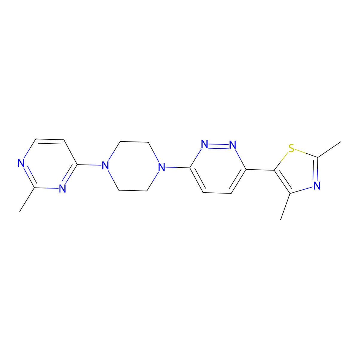 3-(2,4-Dimethyl-1,3-thiazol-5-yl)-6-[4-(2-methylpyrimidin-4-yl)piperazin-1-yl]pyridazine molecular structure, CAS 2640949-85-3