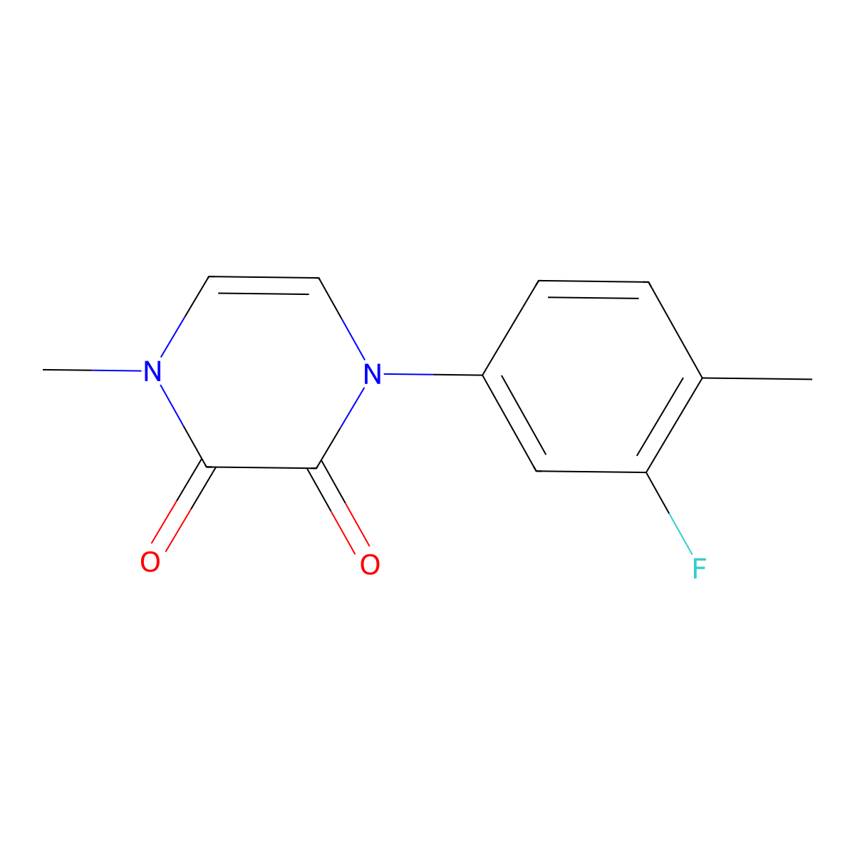 1-(3-Fluoro-4-methylphenyl)-4-methyl-1,2,3,4-tetrahydropyrazine-2,3-dione molecular structure, CAS 2640949-87-5
