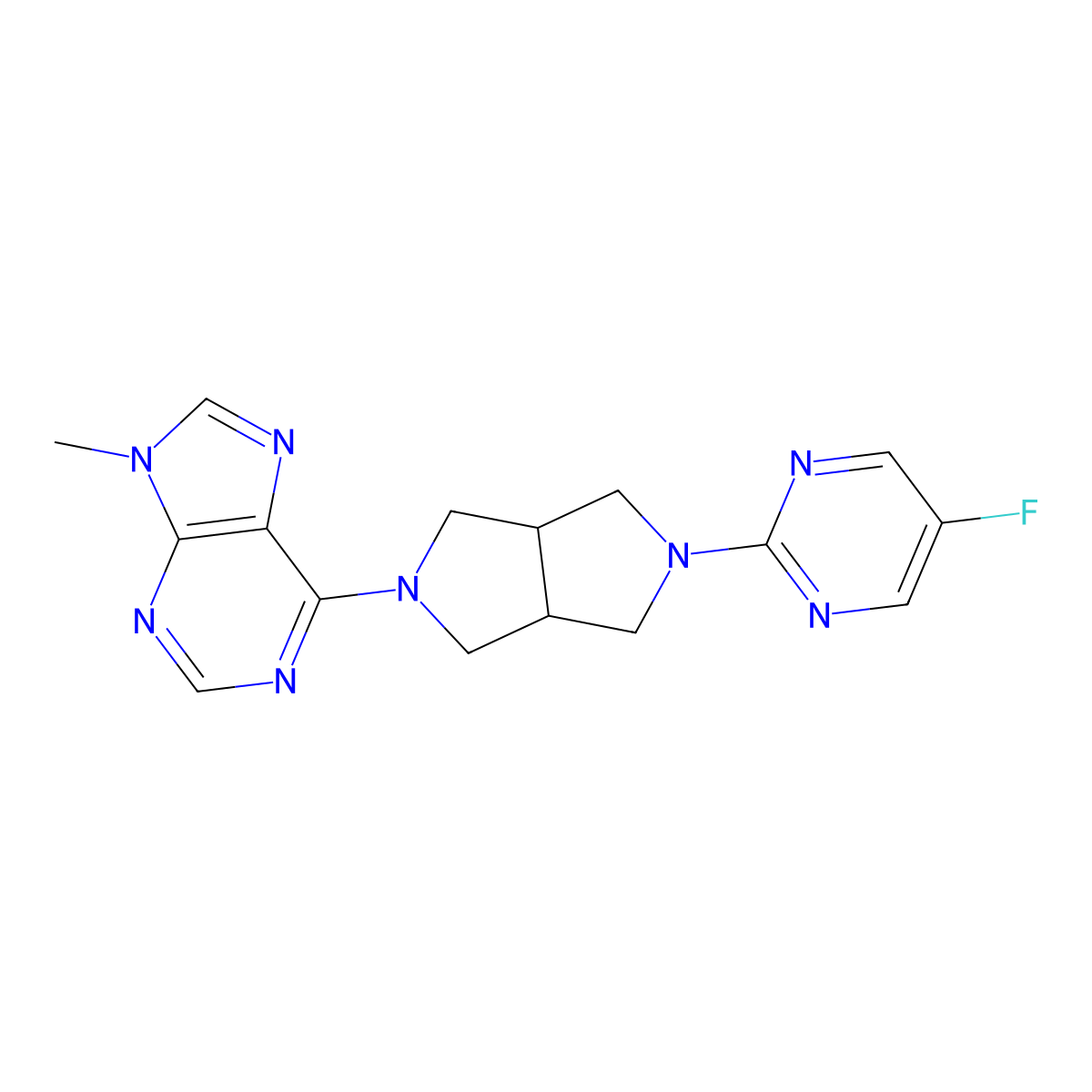 6-[5-(5-fluoropyrimidin-2-yl)-octahydropyrrolo[3,4-c]pyrrol-2-yl]-9-methyl-9H-purine molecular structure, CAS 2640949-90-0