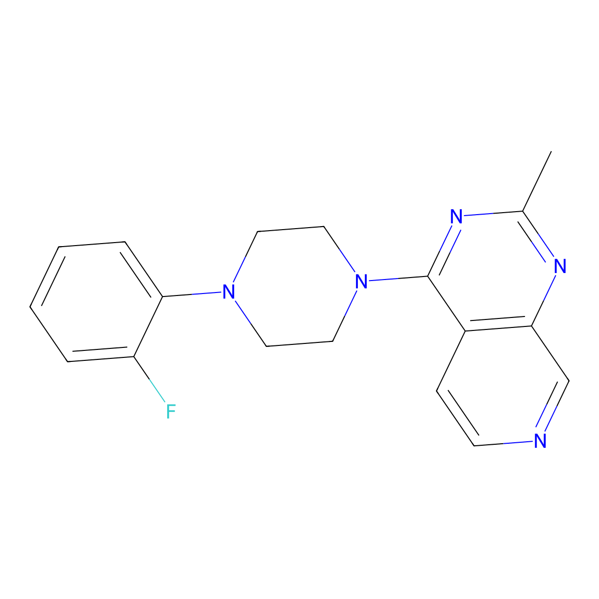 1-(2-Fluorophenyl)-4-{2-methylpyrido[3,4-d]pyrimidin-4-yl}piperazine molecular structure, CAS 2640949-92-2