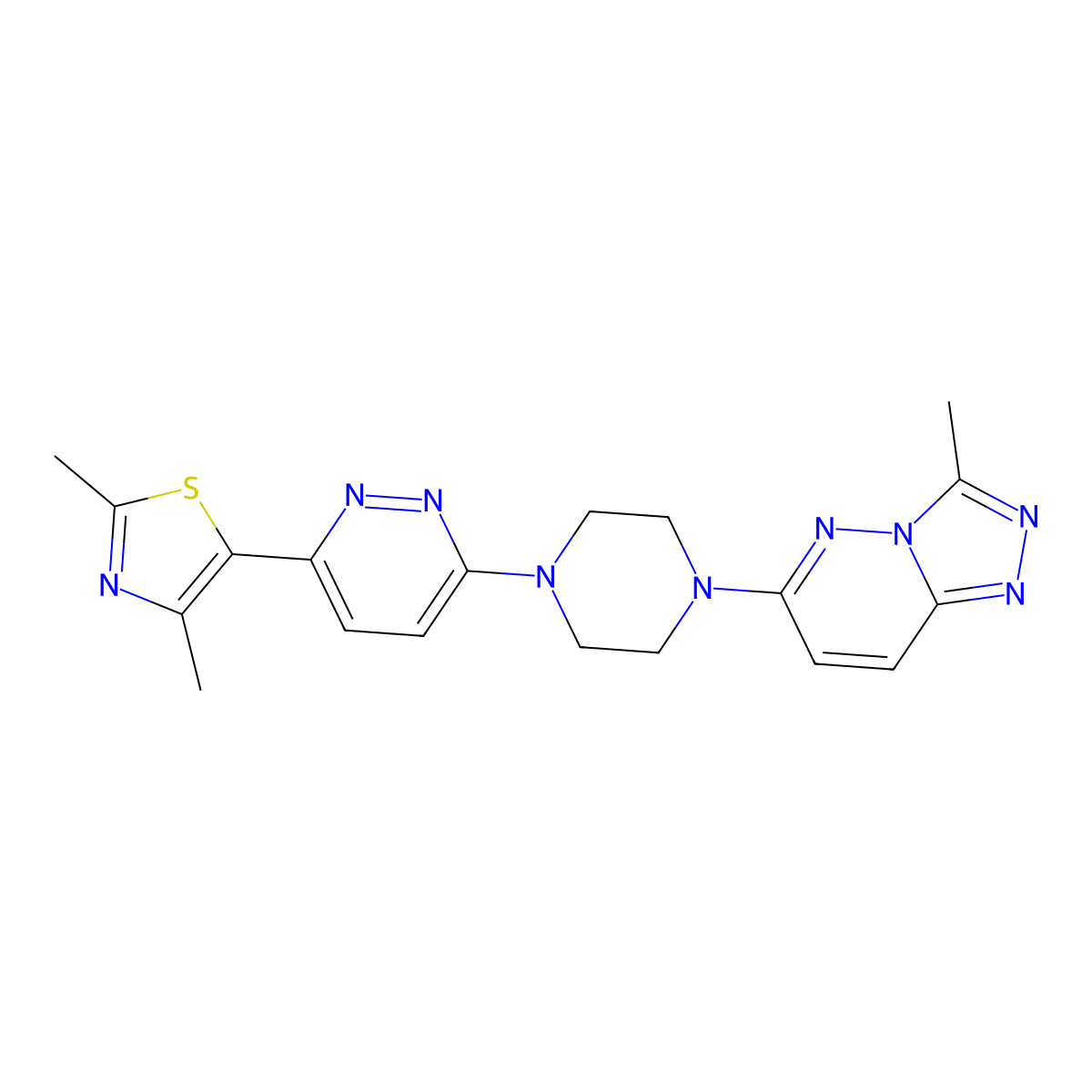 3-(2,4-Dimethyl-1,3-thiazol-5-yl)-6-(4-{3-methyl-[1,2,4]triazolo[4,3-b]pyridazin-6-yl}piperazin-1-yl)pyridazine molecular structure, CAS 2640949-99-9