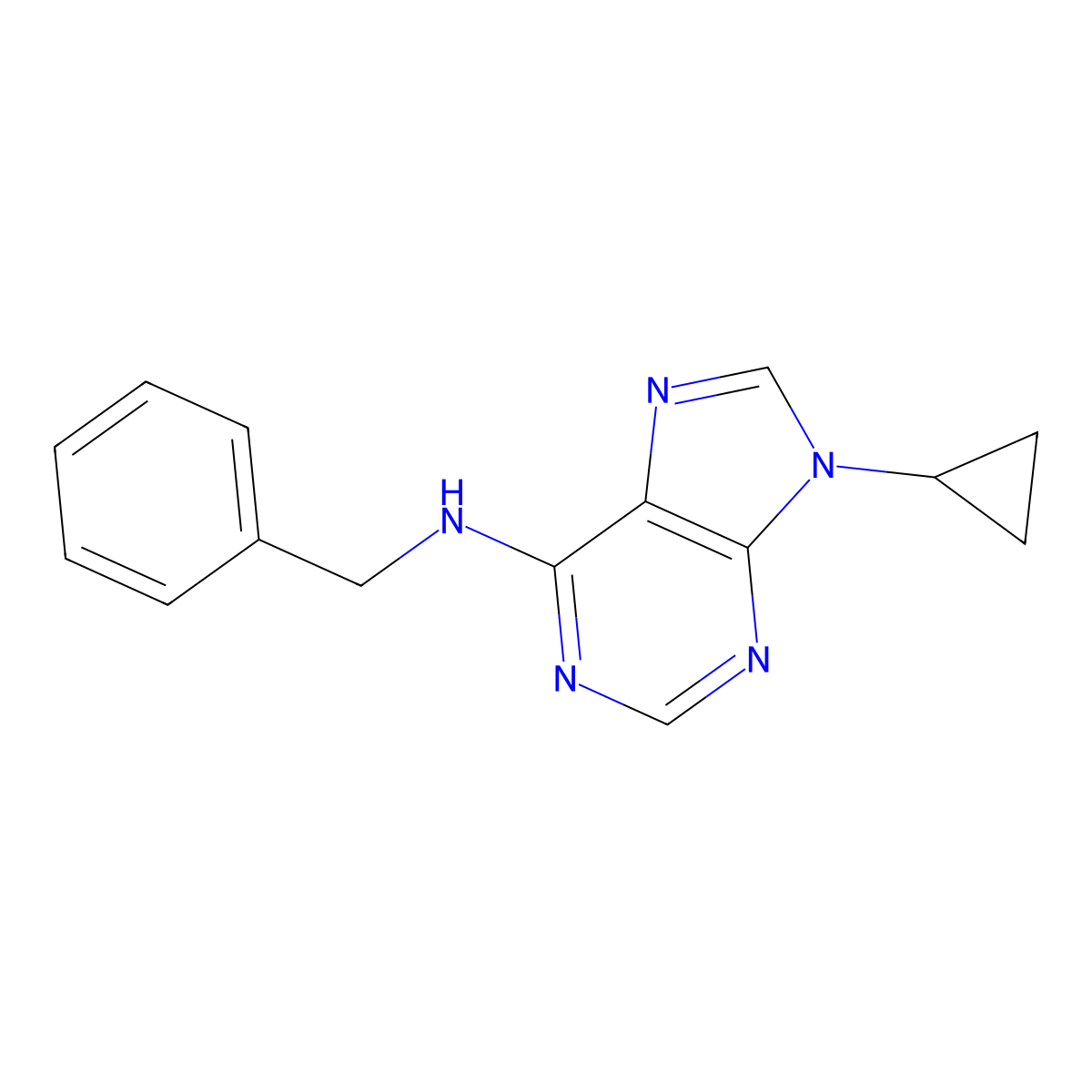 N-benzyl-9-cyclopropyl-9H-purin-6-amine molecular structure, CAS 2640950-03-2