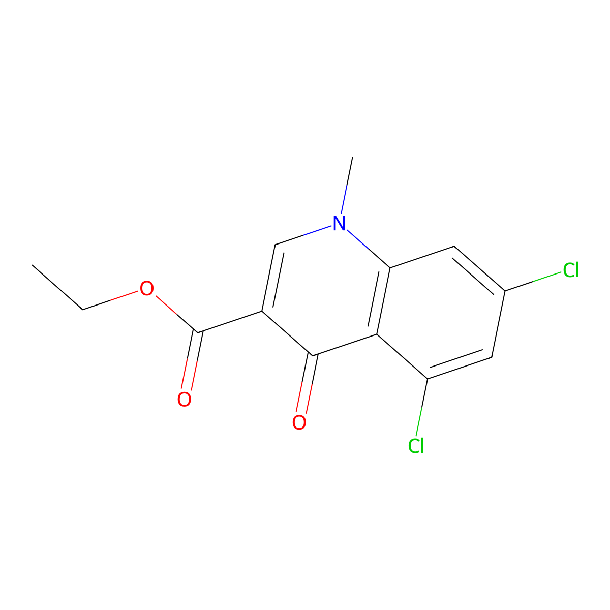Ethyl 5,7-dichloro-1-methyl-4-oxo-1,4-dihydroquinoline-3-carboxylate molecular structure, CAS 2640950-06-5