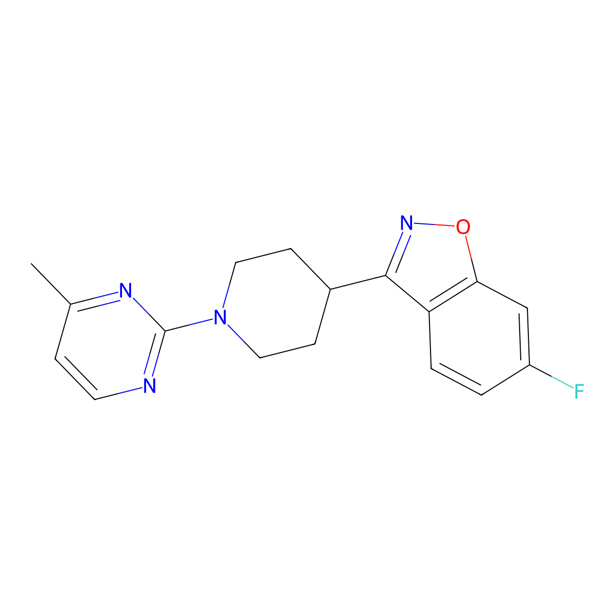 6-Fluoro-3-[1-(4-methylpyrimidin-2-yl)piperidin-4-yl]-1,2-benzoxazole molecular structure, CAS 2640950-08-7