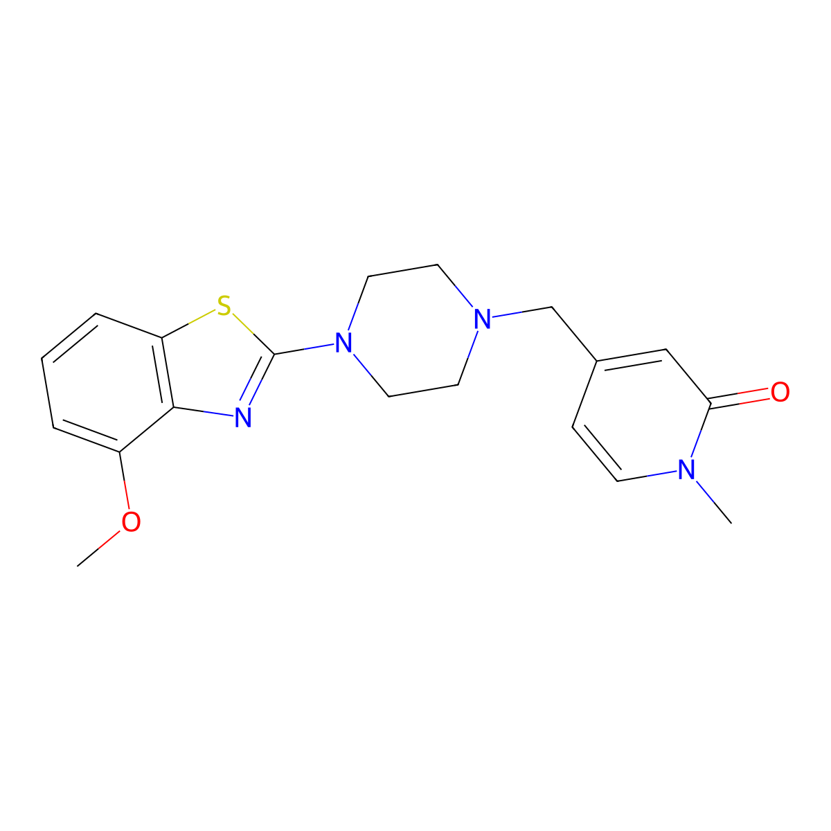 4-{[4-(4-Methoxy-1,3-benzothiazol-2-yl)piperazin-1-yl]methyl}-1-methyl-1,2-dihydropyridin-2-one molecular structure, CAS 2640950-11-2