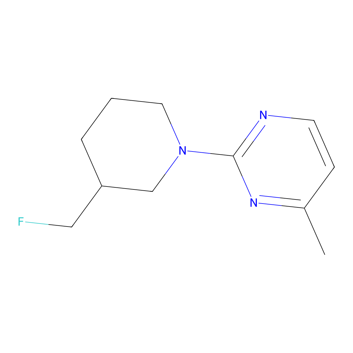 2-[3-(Fluoromethyl)piperidin-1-yl]-4-methylpyrimidine molecular structure, CAS 2640950-28-1