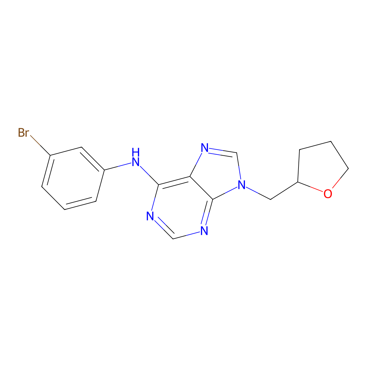 N-(3-bromophenyl)-9-[(oxolan-2-yl)methyl]-9H-purin-6-amine molecular structure, CAS 2640950-29-2