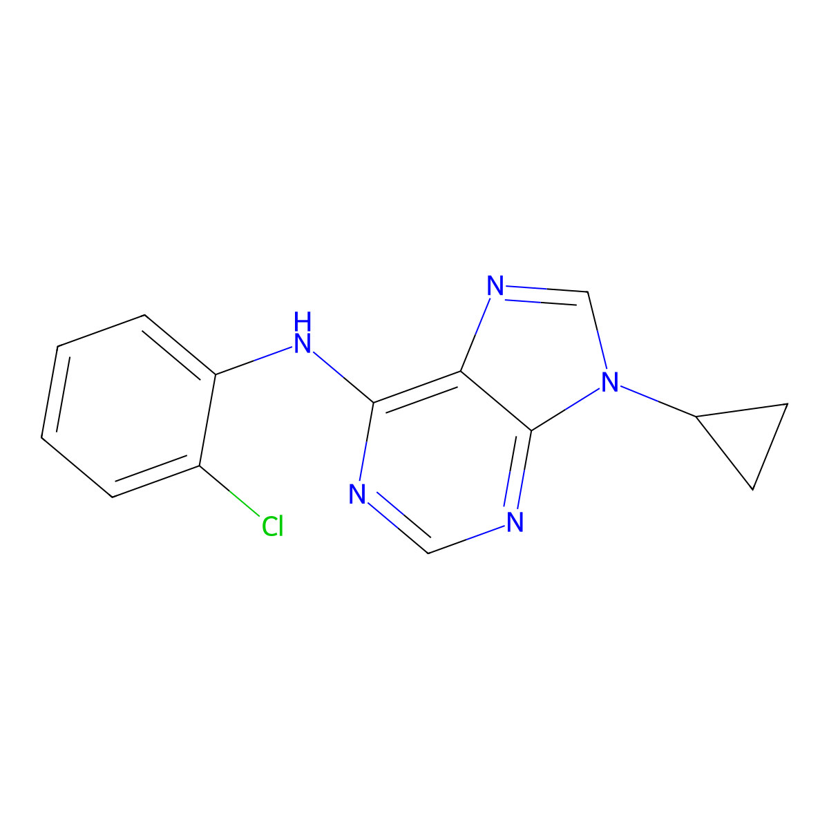 N-(2-chlorophenyl)-9-cyclopropyl-9H-purin-6-amine molecular structure, CAS 2640950-30-5