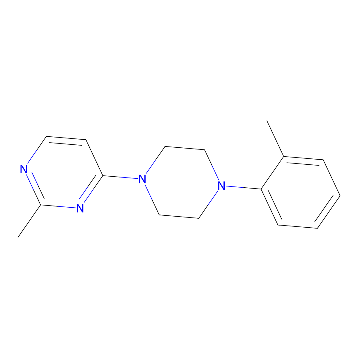 2-Methyl-4-[4-(2-methylphenyl)piperazin-1-yl]pyrimidine molecular structure, CAS 2640950-42-9