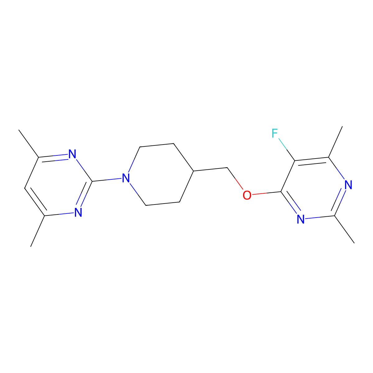 4-{[1-(4,6-Dimethylpyrimidin-2-yl)piperidin-4-yl]methoxy}-5-fluoro-2,6-dimethylpyrimidine molecular structure, CAS 2640950-46-3