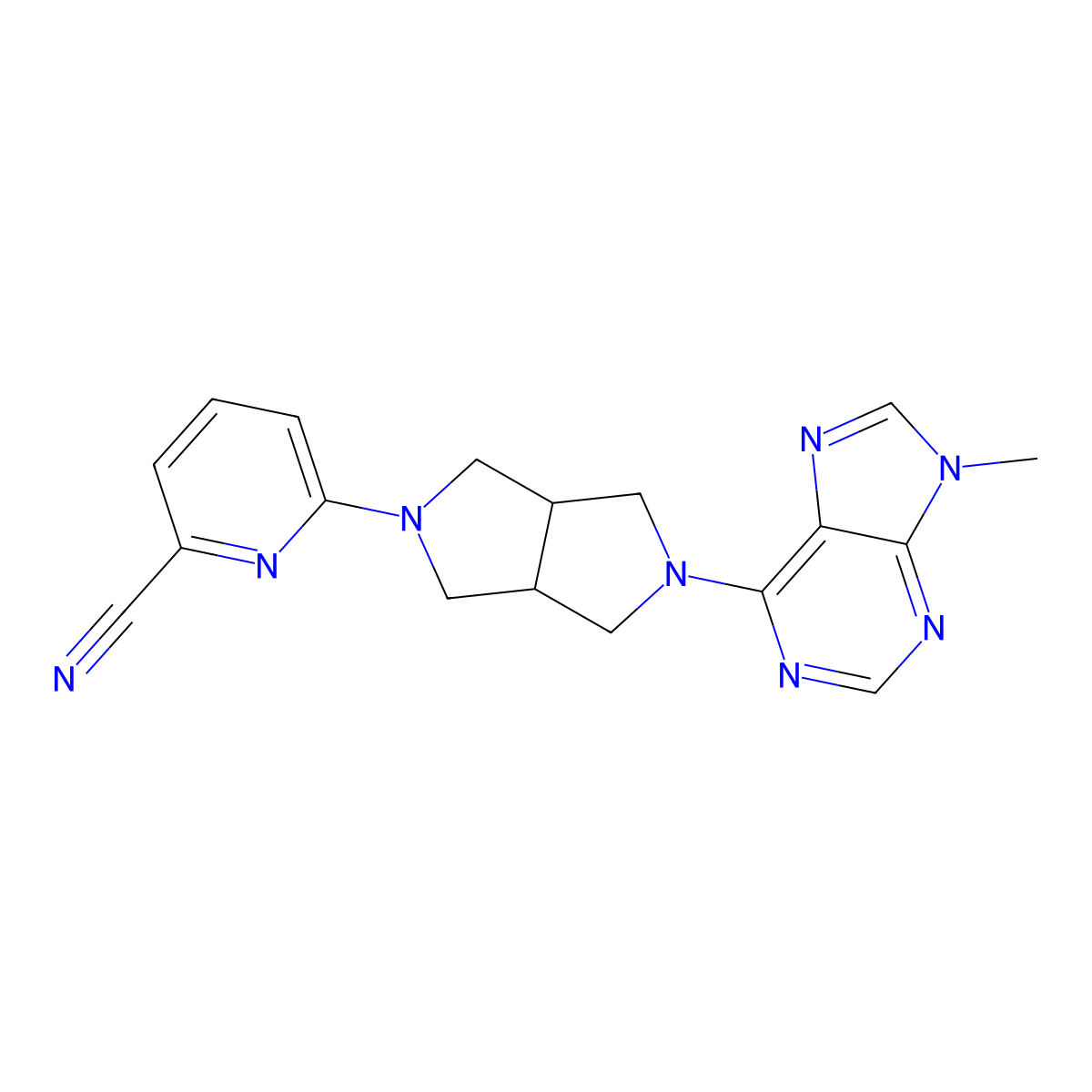 6-[5-(9-methyl-9H-purin-6-yl)-octahydropyrrolo[3,4-c]pyrrol-2-yl]pyridine-2-carbonitrile molecular structure, CAS 2640950-74-7