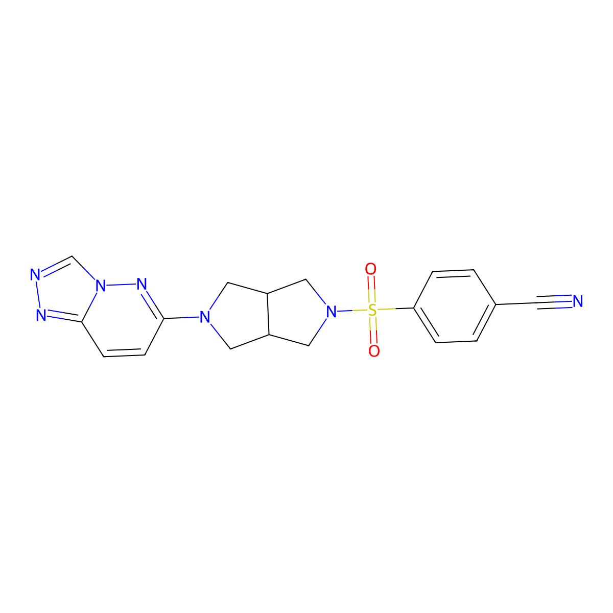 4-[(5-{[1,2,4]Triazolo[4,3-b]pyridazin-6-yl}-octahydropyrrolo[3,4-c]pyrrol-2-yl)sulfonyl]benzonitrile molecular structure, CAS 2640950-76-9