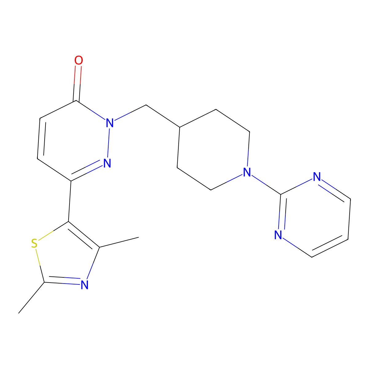 6-(2,4-Dimethyl-1,3-thiazol-5-yl)-2-{[1-(pyrimidin-2-yl)piperidin-4-yl]methyl}-2,3-dihydropyridazin-3-one molecular structure, CAS 2640950-78-1
