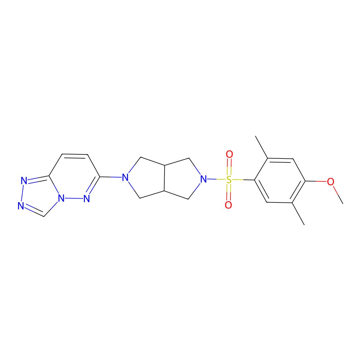 2-(4-Methoxy-2,5-dimethylbenzenesulfonyl)-5-{[1,2,4]triazolo[4,3-b]pyridazin-6-yl}-octahydropyrrolo[3,4-c]pyrrole molecular structure, CAS 2640950-81-6