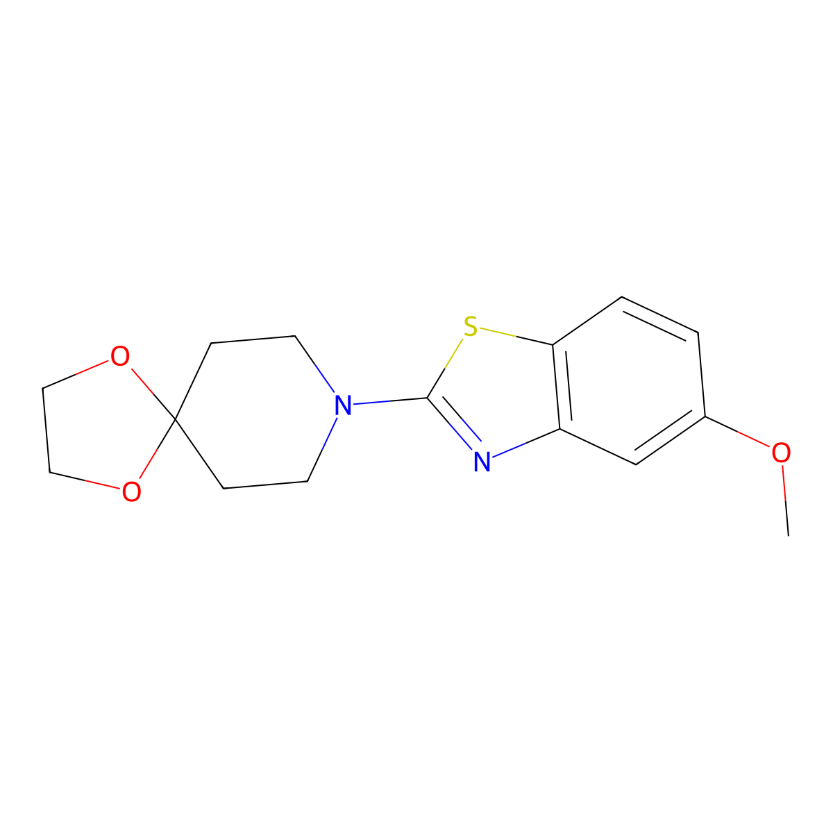 8-(5-Methoxy-1,3-benzothiazol-2-yl)-1,4-dioxa-8-azaspiro[4.5]decane molecular structure, CAS 2640950-83-8