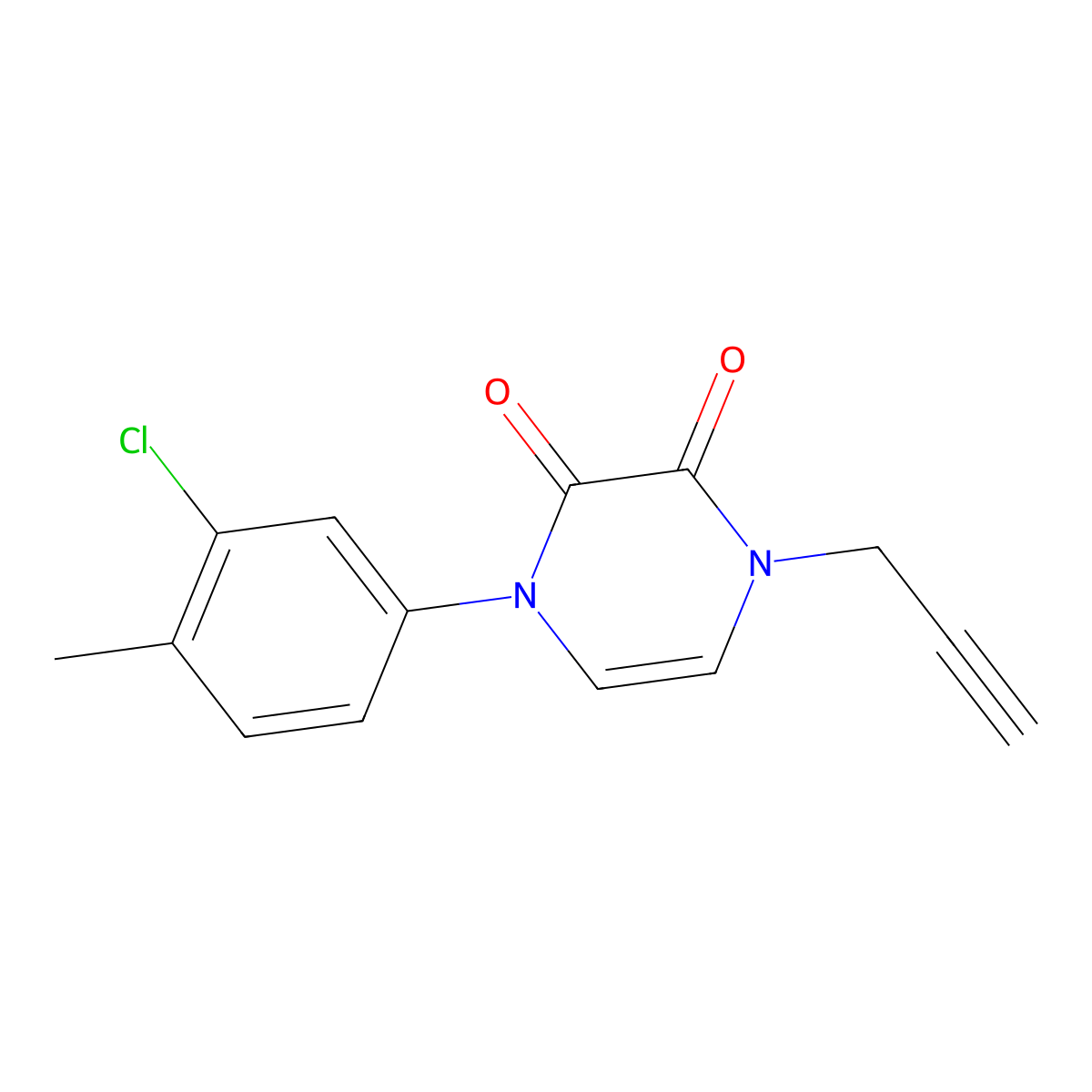 1-(3-Chloro-4-methylphenyl)-4-(prop-2-yn-1-yl)-1,2,3,4-tetrahydropyrazine-2,3-dione molecular structure, CAS 2640950-86-1