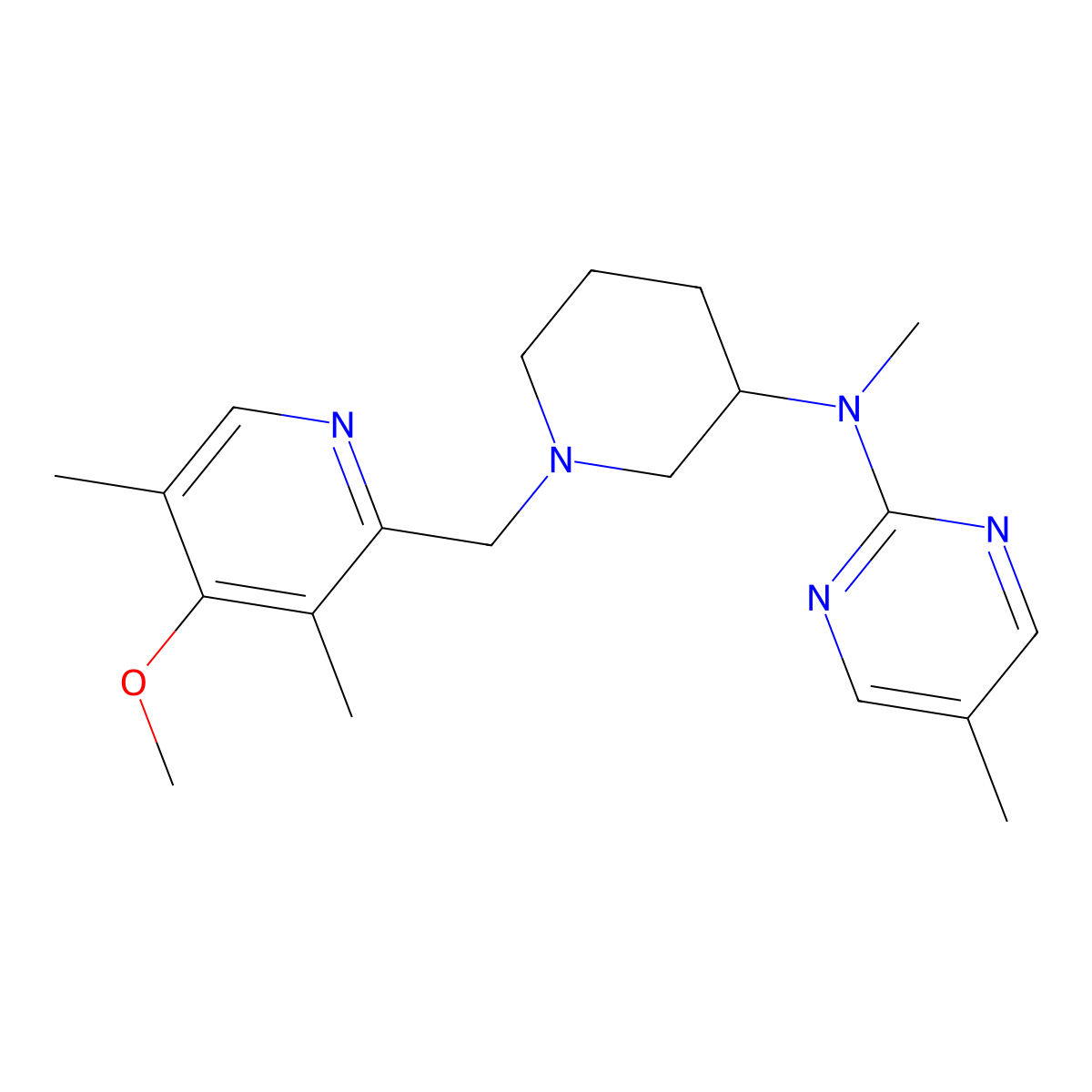 N-{1-[(4-methoxy-3,5-dimethylpyridin-2-yl)methyl]piperidin-3-yl}-N,5-dimethylpyrimidin-2-amine molecular structure, CAS 2640951-02-4