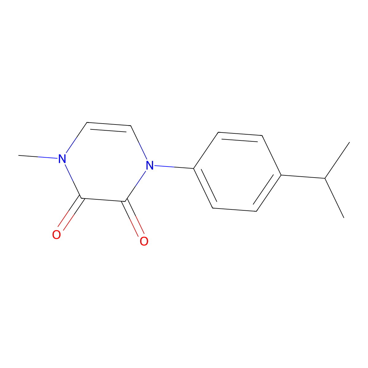 1-Methyl-4-[4-(propan-2-yl)phenyl]-1,2,3,4-tetrahydropyrazine-2,3-dione molecular structure, CAS 2640951-07-9