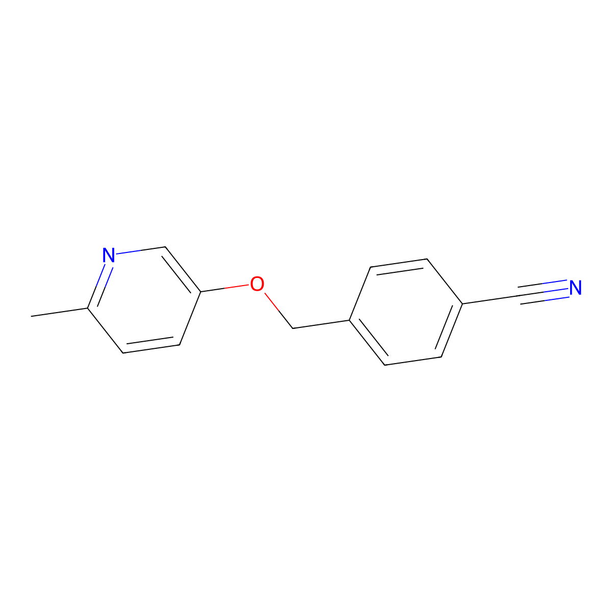 4-{[(6-Methylpyridin-3-yl)oxy]methyl}benzonitrile molecular structure, CAS 2640951-14-8