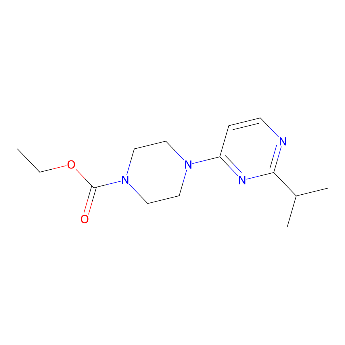 Ethyl 4-[2-(propan-2-yl)pyrimidin-4-yl]piperazine-1-carboxylate molecular structure, CAS 2640951-17-1