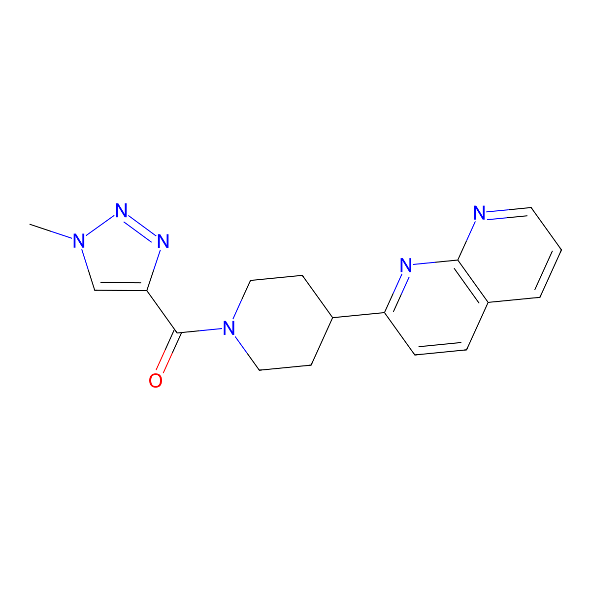 2-[1-(1-methyl-1H-1,2,3-triazole-4-carbonyl)piperidin-4-yl]-1,8-naphthyridine molecular structure, CAS 2640951-19-3