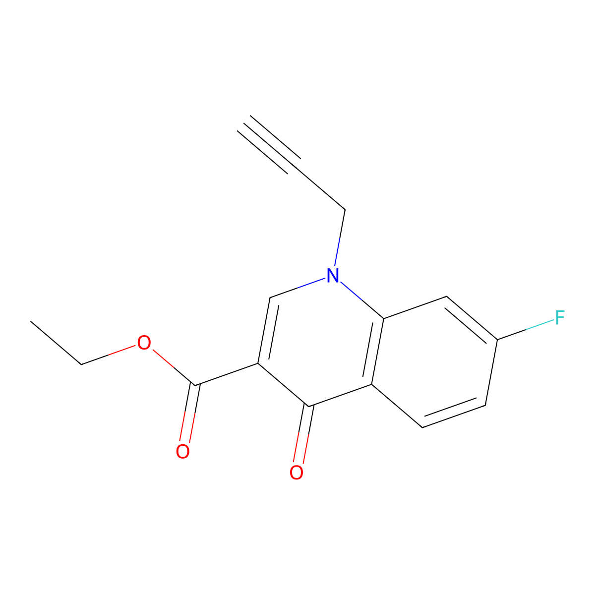 Ethyl 7-fluoro-4-oxo-1-(prop-2-yn-1-yl)-1,4-dihydroquinoline-3-carboxylate molecular structure, CAS 2640951-26-2