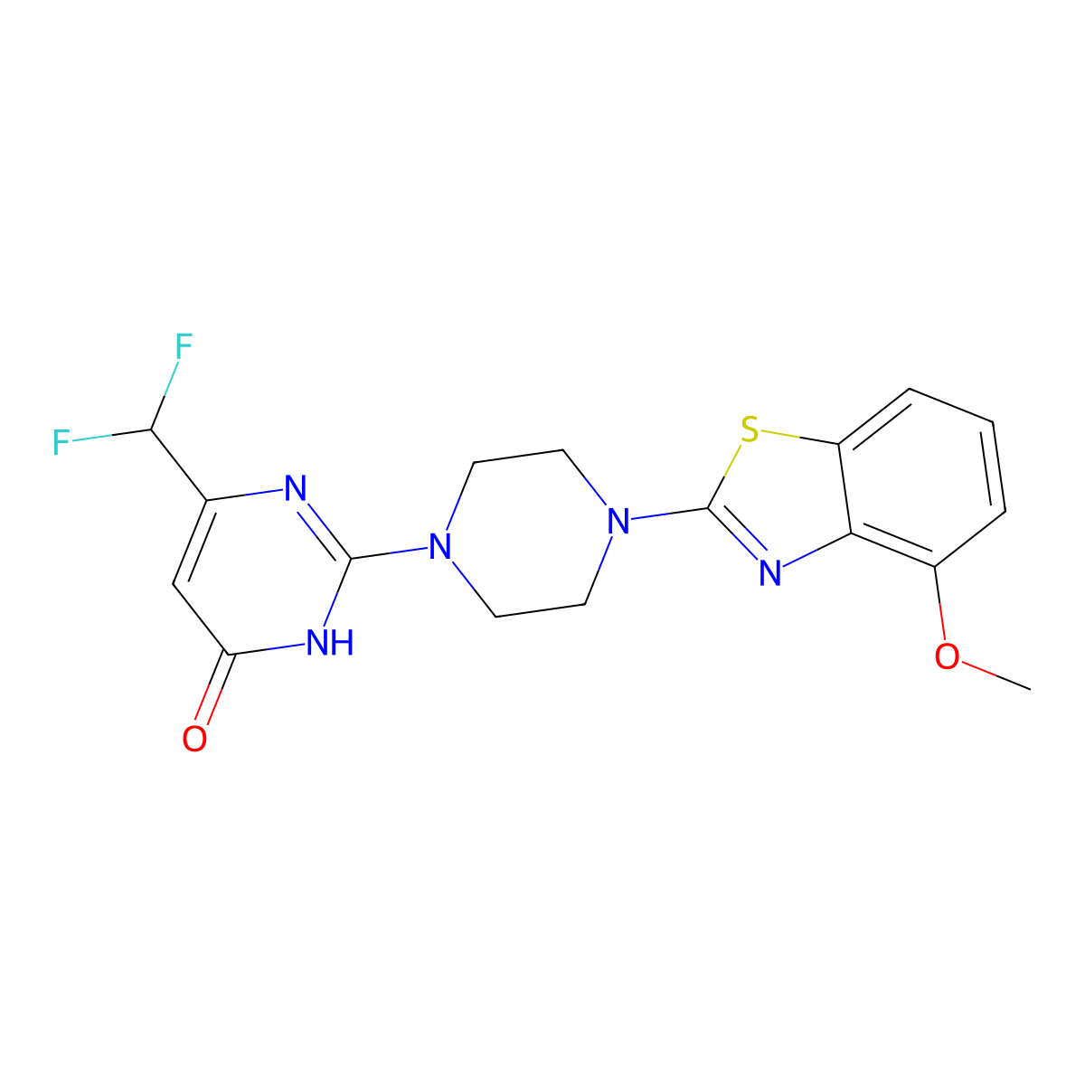6-(Difluoromethyl)-2-[4-(4-methoxy-1,3-benzothiazol-2-yl)piperazin-1-yl]-3,4-dihydropyrimidin-4-one molecular structure, CAS 2640951-39-7