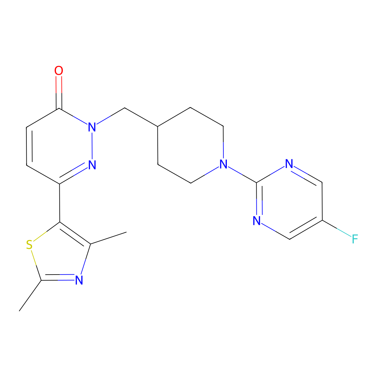6-(2,4-Dimethyl-1,3-thiazol-5-yl)-2-{[1-(5-fluoropyrimidin-2-yl)piperidin-4-yl]methyl}-2,3-dihydropyridazin-3-one molecular structure, CAS 2640951-40-0
