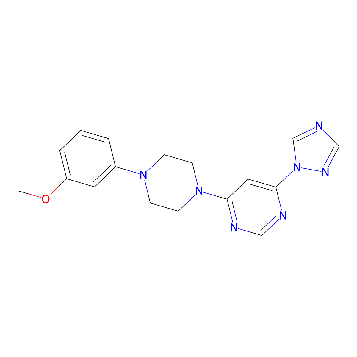 4-[4-(3-methoxyphenyl)piperazin-1-yl]-6-(1H-1,2,4-triazol-1-yl)pyrimidine molecular structure, CAS 2640951-48-8
