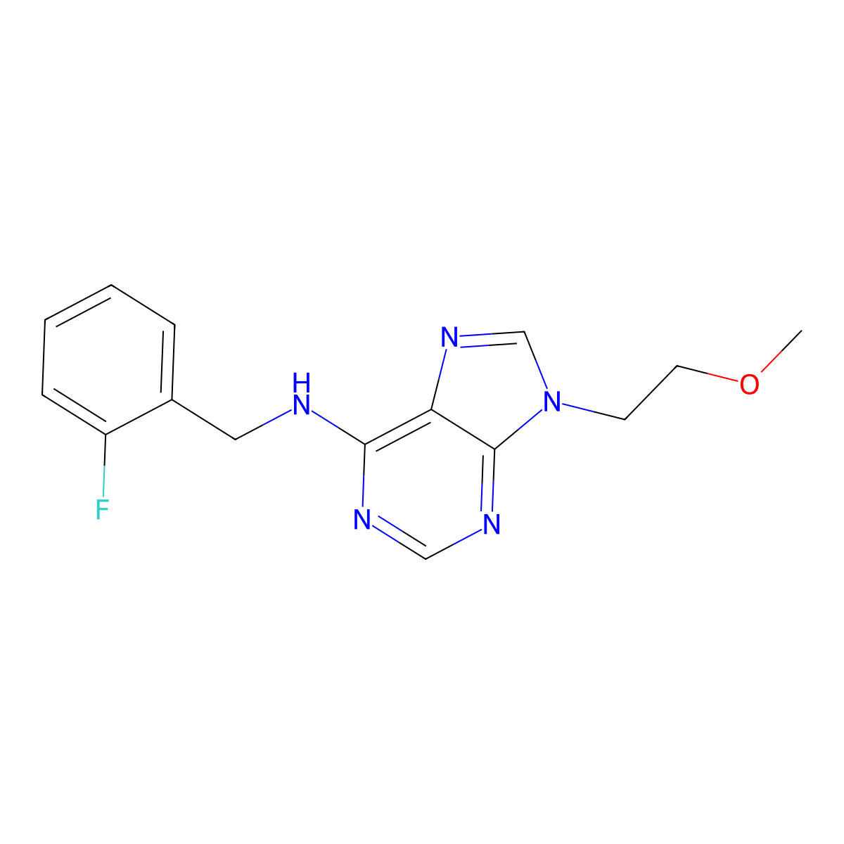 N-[(2-fluorophenyl)methyl]-9-(2-methoxyethyl)-9H-purin-6-amine molecular structure, CAS 2640951-52-4