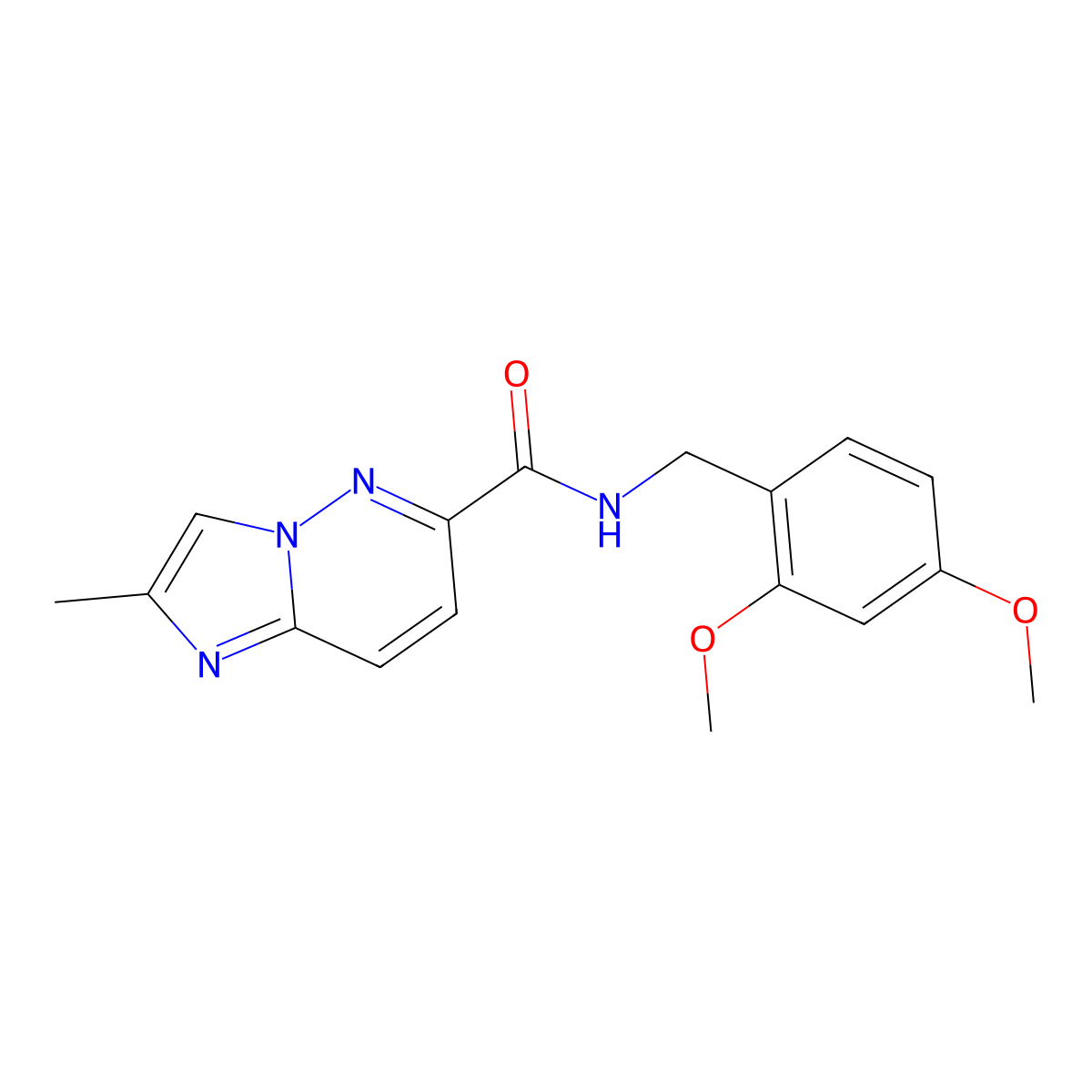 N-[(2,4-dimethoxyphenyl)methyl]-2-methylimidazo[1,2-b]pyridazine-6-carboxamide molecular structure, CAS 2640951-55-7