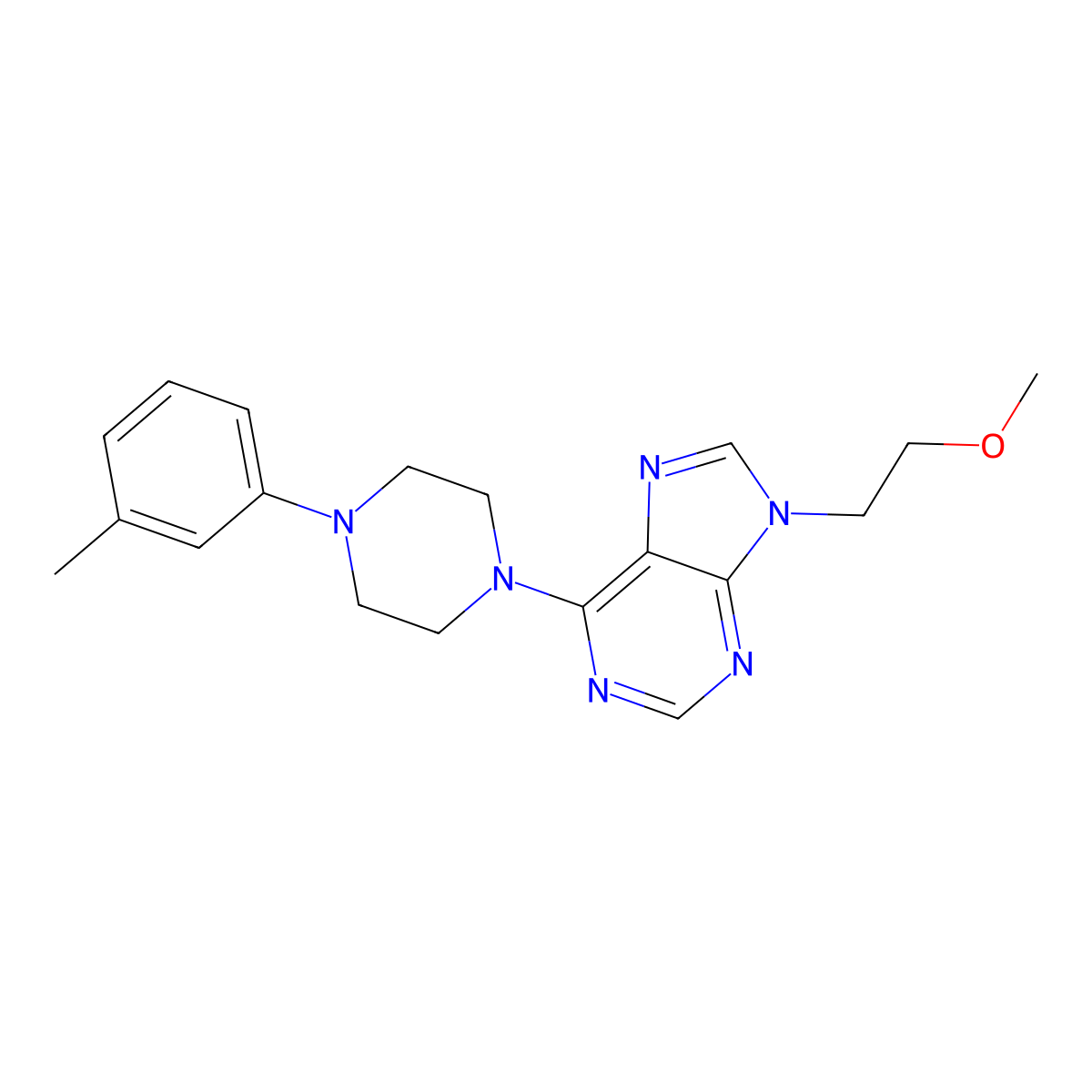 9-(2-methoxyethyl)-6-[4-(3-methylphenyl)piperazin-1-yl]-9H-purine molecular structure, CAS 2640951-58-0