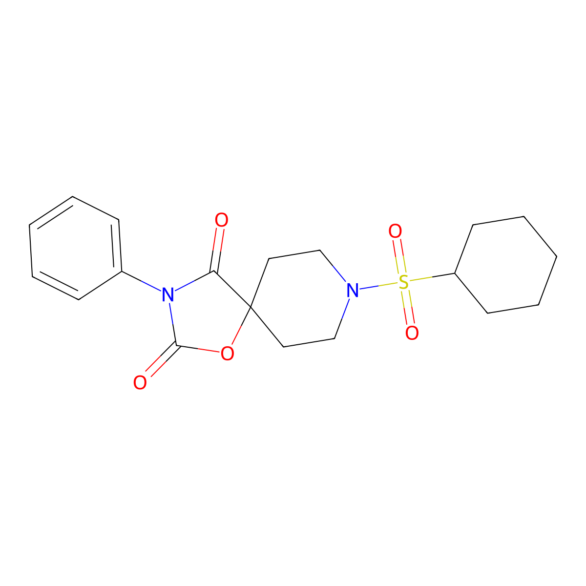 8-(Cyclohexanesulfonyl)-3-phenyl-1-oxa-3,8-diazaspiro[4.5]decane-2,4-dione molecular structure, CAS 2640951-65-9