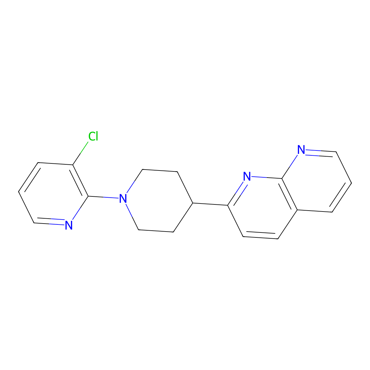 2-[1-(3-Chloropyridin-2-yl)piperidin-4-yl]-1,8-naphthyridine molecular structure, CAS 2640951-66-0
