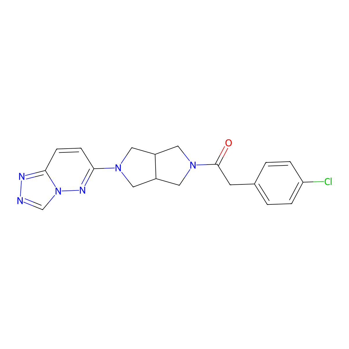 2-(4-Chlorophenyl)-1-(5-{[1,2,4]triazolo[4,3-b]pyridazin-6-yl}-octahydropyrrolo[3,4-c]pyrrol-2-yl)ethan-1-one molecular structure, CAS 2640951-67-1