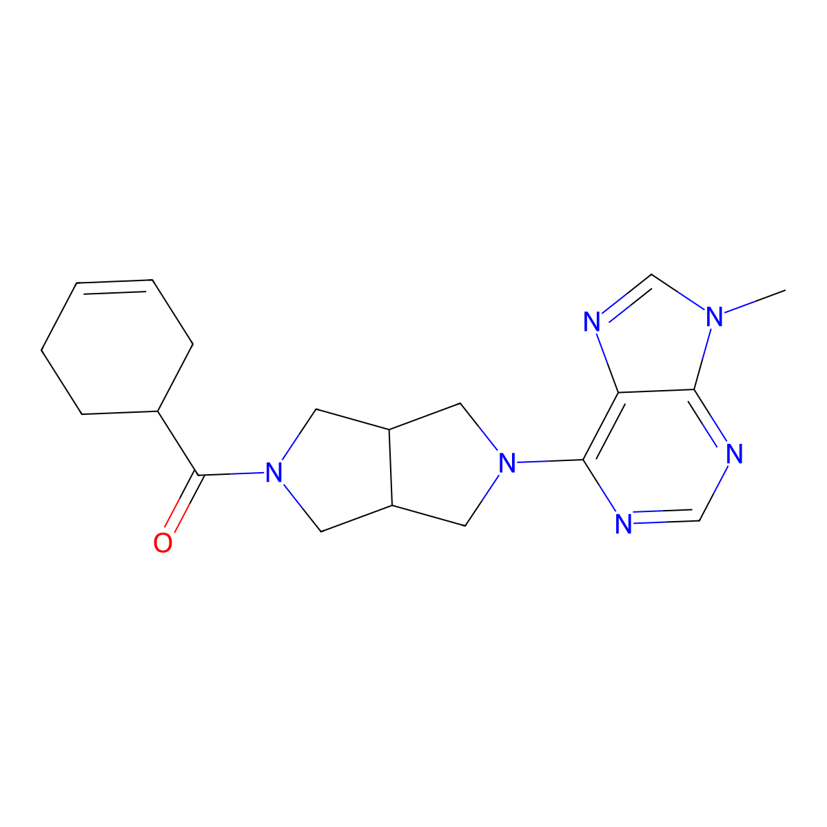 6-[5-(cyclohex-3-ene-1-carbonyl)-octahydropyrrolo[3,4-c]pyrrol-2-yl]-9-methyl-9H-purine molecular structure, CAS 2640951-75-1
