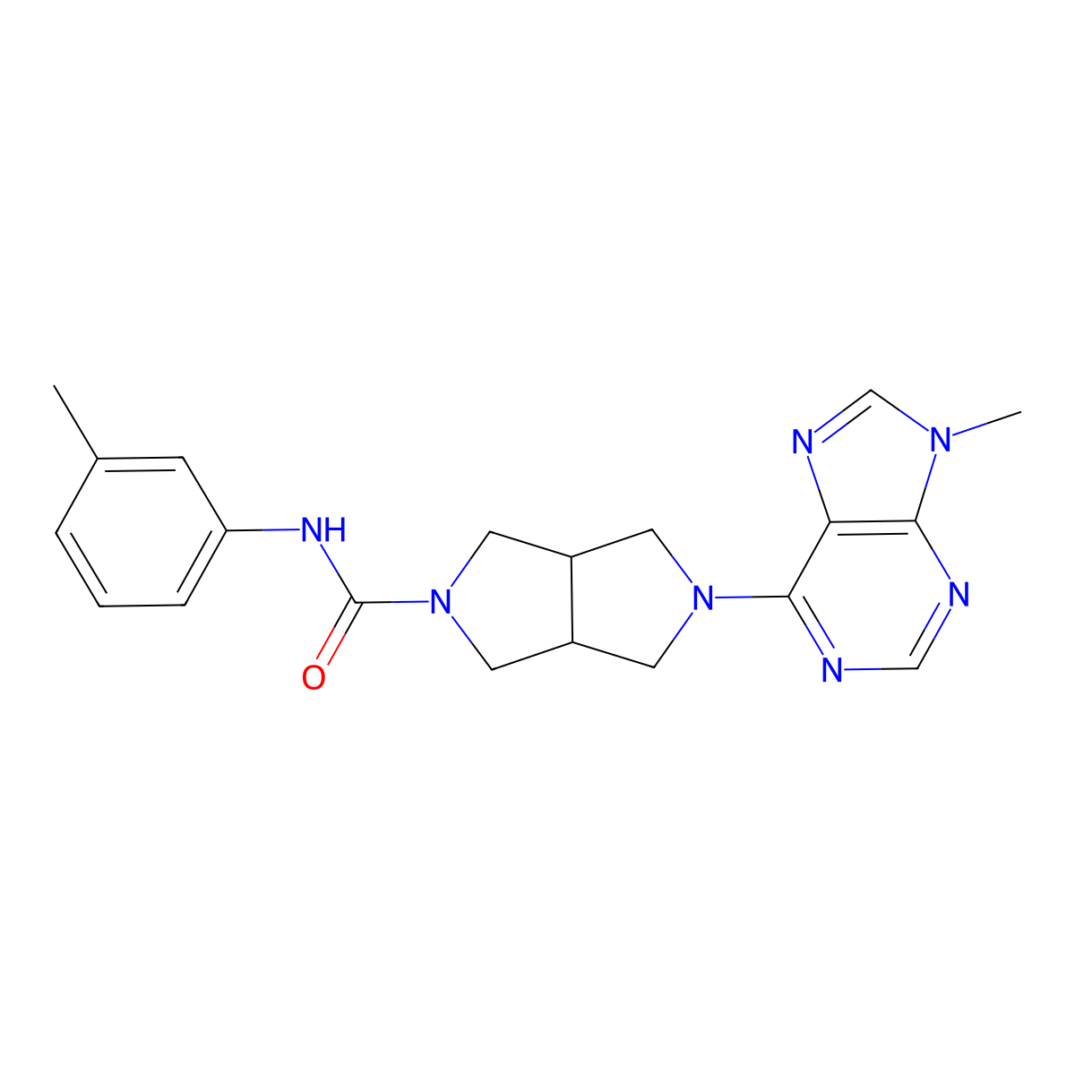 5-(9-methyl-9H-purin-6-yl)-N-(3-methylphenyl)-octahydropyrrolo[3,4-c]pyrrole-2-carboxamide molecular structure, CAS 2640951-81-9