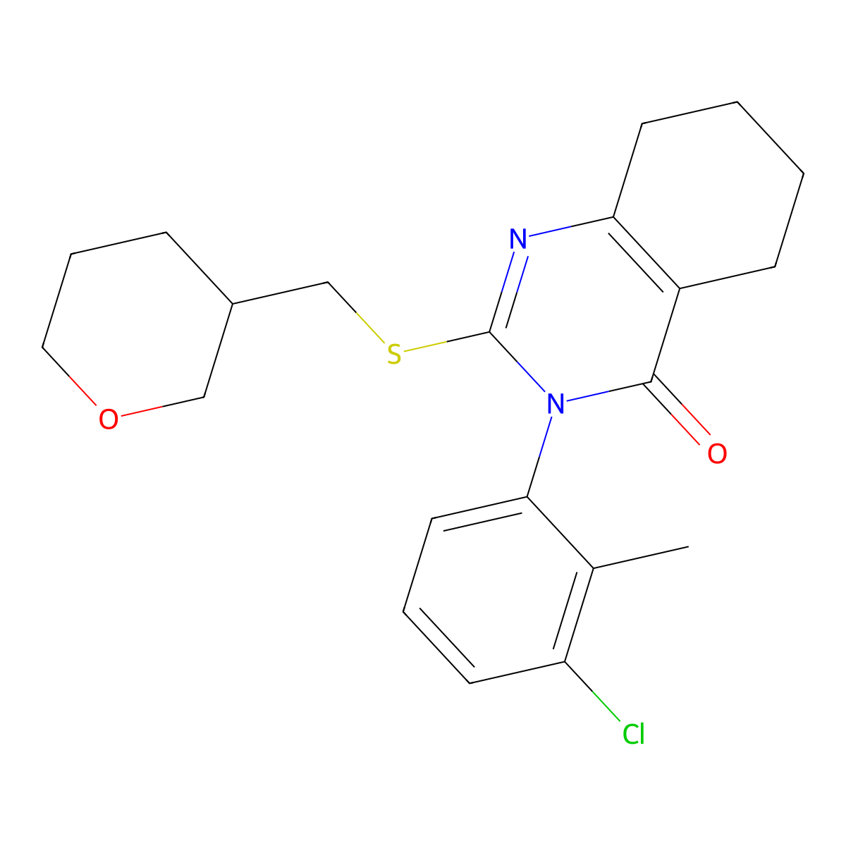 3-(3-Chloro-2-methylphenyl)-2-{[(oxan-3-yl)methyl]sulfanyl}-3,4,5,6,7,8-hexahydroquinazolin-4-one molecular structure, CAS 2640951-90-0