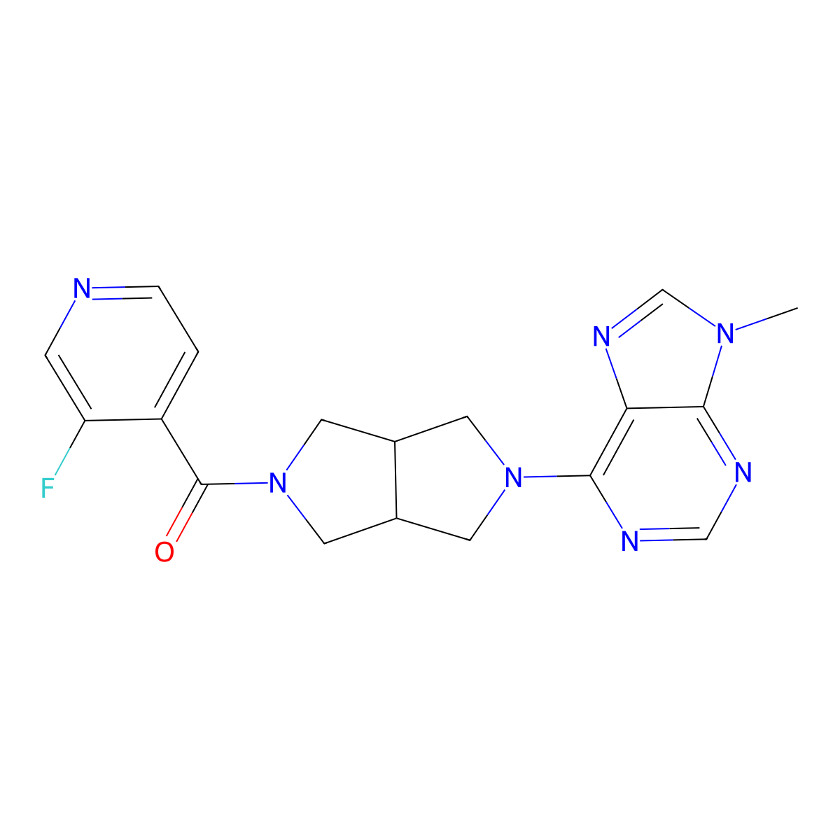 6-[5-(3-fluoropyridine-4-carbonyl)-octahydropyrrolo[3,4-c]pyrrol-2-yl]-9-methyl-9H-purine molecular structure, CAS 2640951-92-2