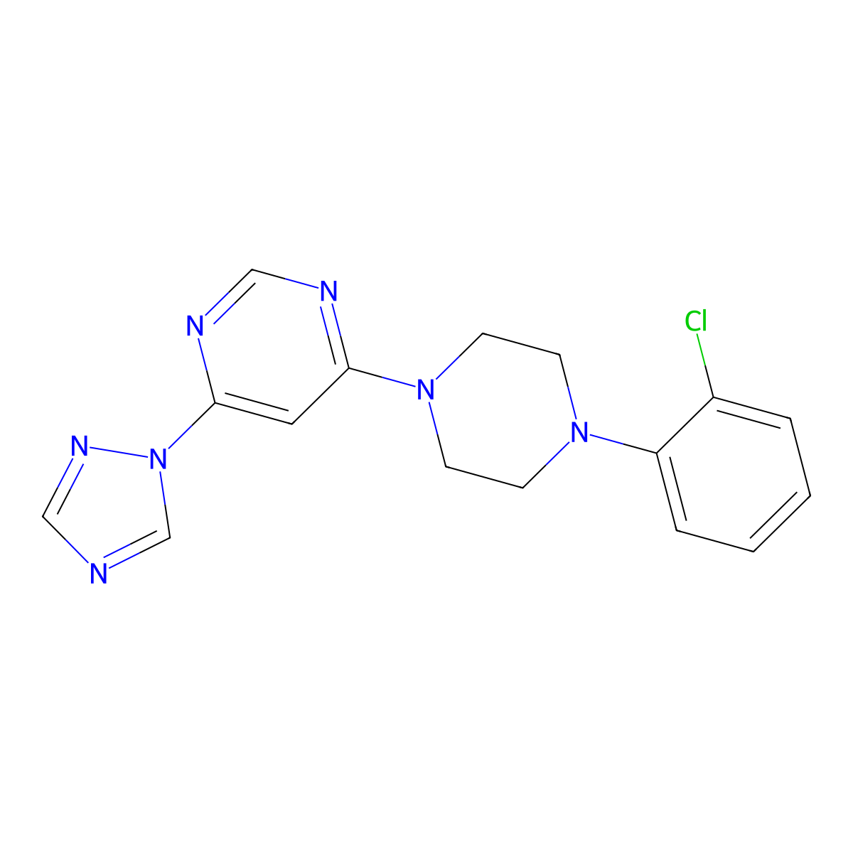 4-[4-(2-chlorophenyl)piperazin-1-yl]-6-(1H-1,2,4-triazol-1-yl)pyrimidine molecular structure, CAS 2640951-93-3
