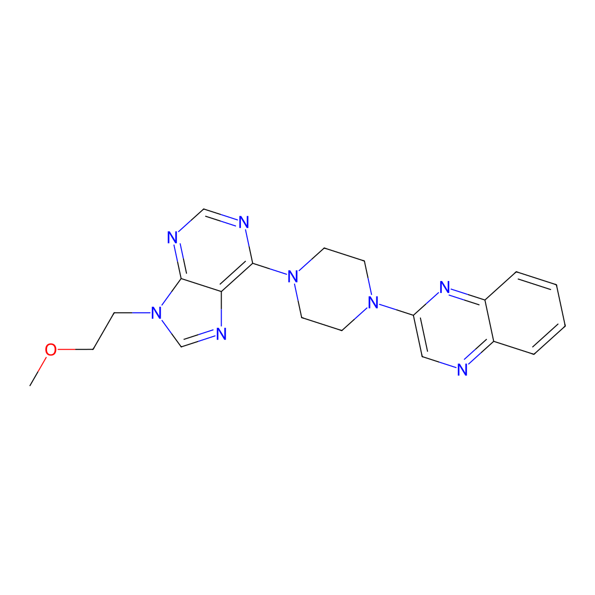 2-{4-[9-(2-methoxyethyl)-9H-purin-6-yl]piperazin-1-yl}quinoxaline molecular structure, CAS 2640951-98-8