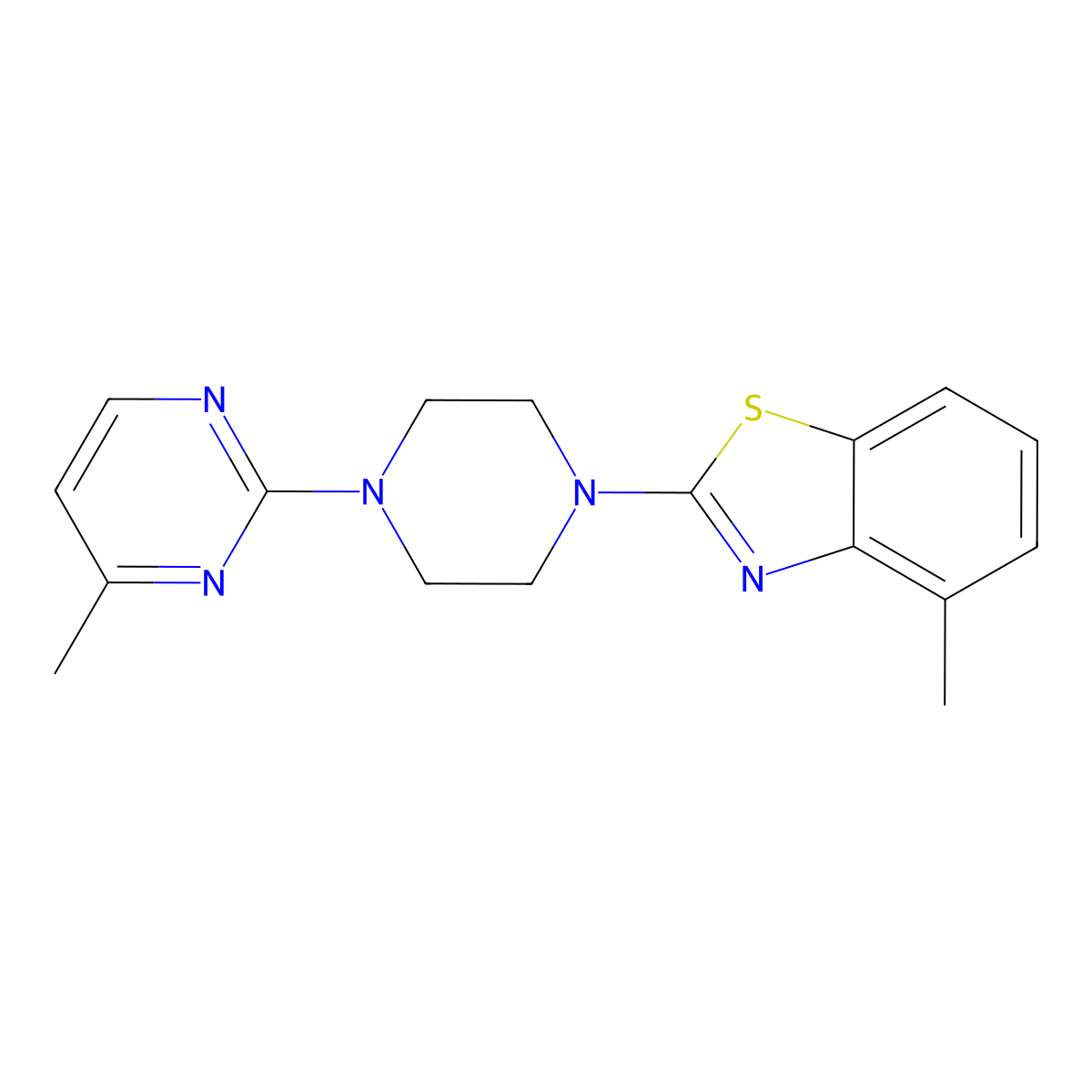 4-Methyl-2-[4-(4-methylpyrimidin-2-yl)piperazin-1-yl]-1,3-benzothiazole molecular structure, CAS 2640951-99-9