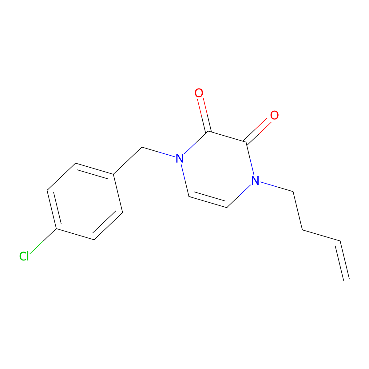 1-(But-3-en-1-yl)-4-[(4-chlorophenyl)methyl]-1,2,3,4-tetrahydropyrazine-2,3-dione molecular structure, CAS 2640952-00-5