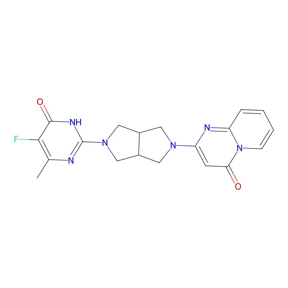 5-fluoro-6-methyl-2-(5-{4-oxo-4H-pyrido[1,2-a]pyrimidin-2-yl}-octahydropyrrolo[3,4-c]pyrrol-2-yl)-3,4-dihydropyrimidin-4-one molecular structure, CAS 2640952-04-9